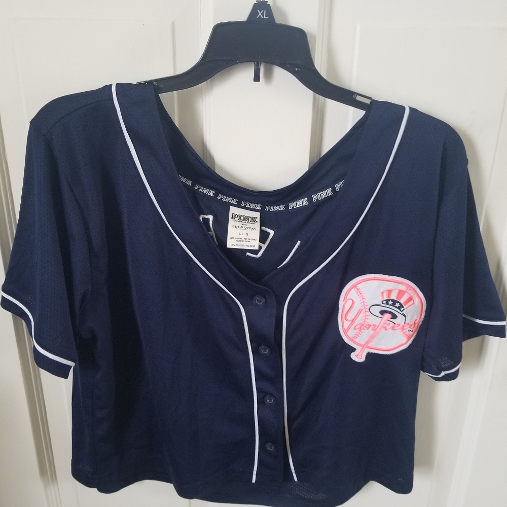 PINK blue NYY cropped top Size L